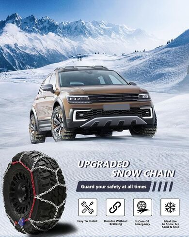 SCITOO Snow Chains For Car Pickup Trucks SUV,Universal Emergency Tire Traction Chain,Anti-Skid Thickening Tire Chains Width 255 265 275 285 305 315mm(16" 17" 18" 19" 20" 21")- Set of 2 in Saudi Arabia