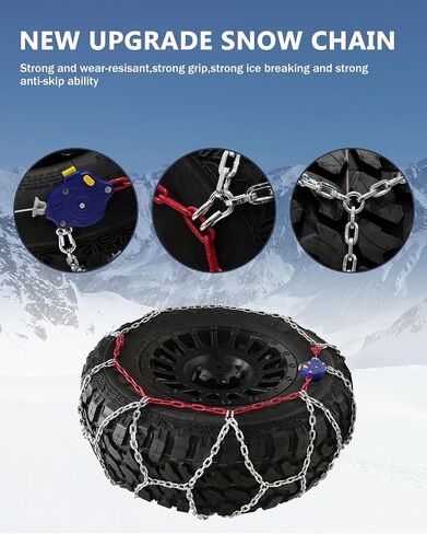 SCITOO Snow Chains For Car Pickup Trucks SUV,Universal Emergency Tire Traction Chain,Anti-Skid Thickening Tire Chains Width 255 265 275 285 305 315mm(16" 17" 18" 19" 20" 21")- Set of 2 in Saudi Arabia