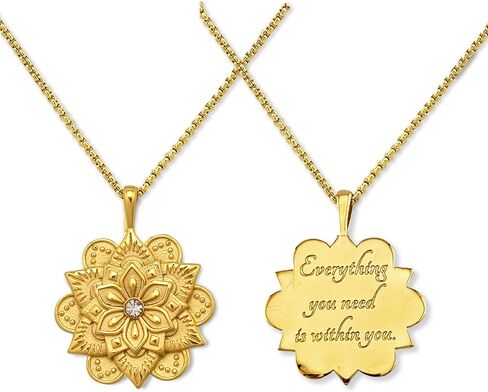 HOPE LOVE SHINE Mandala Necklace – “Everything You Need Is Within You" Engraved Pendant – Gold Spiritual Jewelry for Women, Self-Love Gift, Affirmation Necklace for Healing & Encouragement in Kuwait