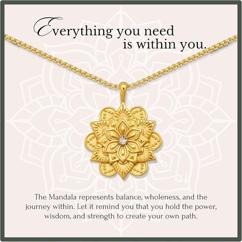 HOPE LOVE SHINE Mandala Necklace – “Everything You Need Is Within You" Engraved Pendant – Gold Spiritual Jewelry for Women, Self-Love Gift, Affirmation Necklace for Healing & Encouragement in Kuwait