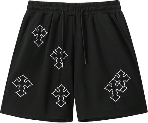 Men's Cross Graphic Workout Running Shorts Goth Drawstring Waist Cool Track Shorts in Saudi Arabia