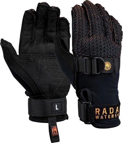 Radar Men's Hydro-A Water Sports Gloves - Amara Sticky Grip Palm, PowerPull Closure, Laser Cut Backhand, Pre-Curved Fingers, Seamless Fit, Matte Black & Orange in Saudi Arabia