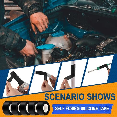 Pangda 10 Rolls Self Fusing Silicone Tape 1 in x 10ft Multicolor Heavy Duty Electrical Tape Waterproof & Insulating Self Bonding Repair Bandage for Hose, Gym Equipment, Automotive, Outdoor & Repairs in Saudi Arabia