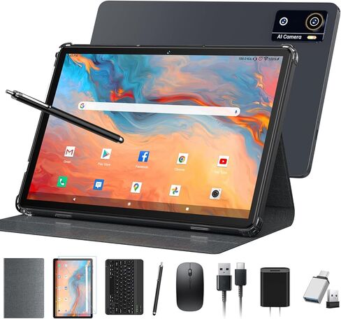 تابلت 10 بوصة 2024 أحدث جهاز لوحي Android13 2 في 1 مع لوحة مفاتيح، معالج ثماني النواة مع أجهزة لوحية واي فاي، 64 جيجابايت 1 تيرابايت توسيع، 4G خلوي، 1080 بيكسل 13 ميجابكسل، نظام تحديد المواقع/بلوتوث/ماوس/قلم - رمادي in Kuwait