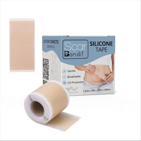 Scarbandit Silicone Scar Sheets - Scar Patches Treatment for Keloid, Tummy Tuck, C-Section, Burns, Hypertrophic & Surgical Scars - Scar Tape, Breathable & Flexible Silicone Strips (1.57 x 118inch) in Saudi Arabia