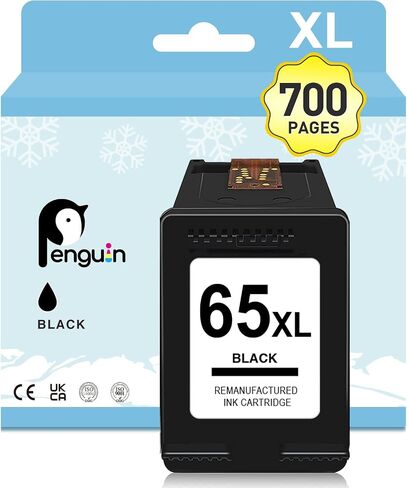 Penguin 65XL Ink Cartridges for HP Printers DeskJet 3755 2652 3752 2622 2655 2624 2680 3720 2630 2675 3722 2600 Envy 5055 5052 AMP 125 Remanufactured High Yield 65 XL hp65 hp65xl 1 Black in Saudi Arabia