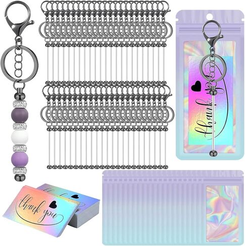 30/60/120 Pcs Beadable Keychain Bars Bulk Blank Creative Cute Keychains Bar for Beads Purse Keychains for Women Man in Saudi Arabia