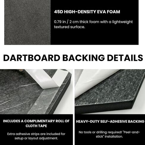 Self-Adhesive Dart Board Wall Protector, 18 PCS Hexagonal Dartboard Surround Ring, 41x38in DIY Puzzle Backboard, High-Density EVA Foam Wall Shield for Clubs, Bars & Home Game Room in Saudi Arabia