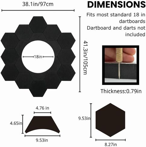 Self-Adhesive Dart Board Wall Protector, 18 PCS Hexagonal Dartboard Surround Ring, 41x38in DIY Puzzle Backboard, High-Density EVA Foam Wall Shield for Clubs, Bars & Home Game Room in Saudi Arabia