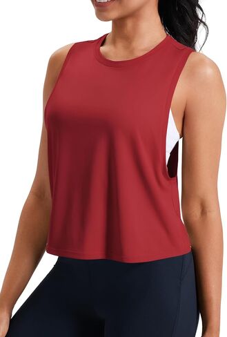 JOYSPELS Ice Silk Crop Workout Tank Tops for Women Quick Dry Sleeveless Loose Fit Athletic Running Shirts in Saudi Arabia