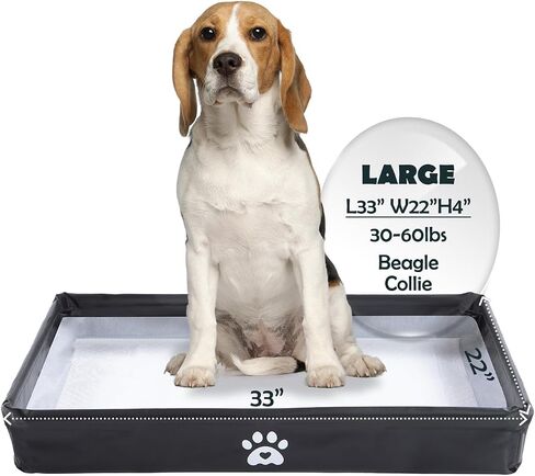 MEEXPAWS Dog Pee Pad Holder, Foldable Puppy Litter Box Indoor Potty Tray in Kuwait