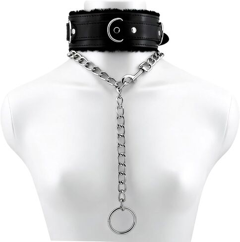 Pu leather choker collar with leash and Lock adjustable size for women pink in Saudi Arabia
