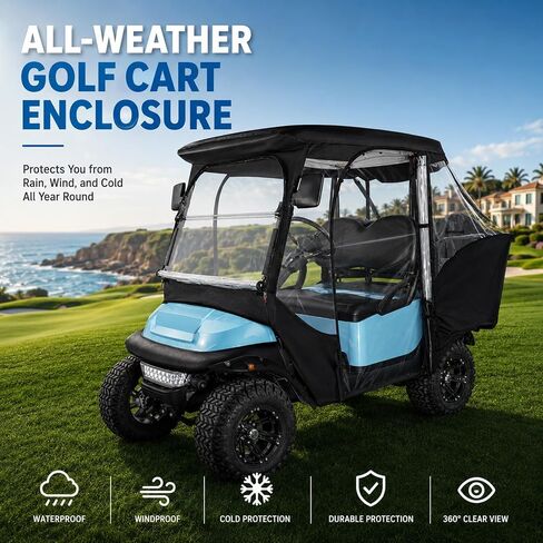 10L0L Golf Cart Enclosure for Club Car 4 Passenger Golf Cart Cover 4 Sides Zipper Doors Portable 360°Panoramic Transparent Window (for Club Car DS) in Saudi Arabia
