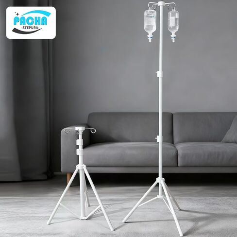 IV Pole Portable for Traveling, Adjustable IV Stand with Hooks (Black) in Saudi Arabia
