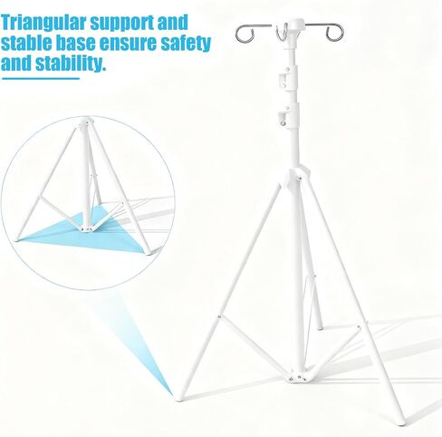 IV Pole Portable for Traveling, Adjustable IV Stand with Hooks (Black) in Saudi Arabia
