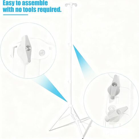 IV Pole Portable for Traveling, Adjustable IV Stand with Hooks (Black) in Saudi Arabia