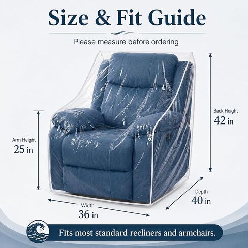 Thick Plastic Chair Covers Heavy Duty Plastic Recliner Cover Anti Cat Dog Scratches,Dust, Dirt, Spill, Paws Clear Vinyl Waterproof Sofa/Couch Covers for Storage and Moving (Armchair-1 Pack) in Saudi Arabia
