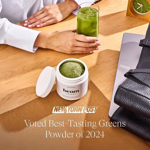 مسحوق Beam Greens ، ملحق Superfood لصحة الأمعاء ، مزيج عضوي نباتي مع Ashwagandha ، فيتامين C ، B12 ، B6 ، D ، الدعم اليومي غير المعدلة وراثيا للمناعة ، نكهة الفراولة كيوي ، 15 حصص in Kuwait
