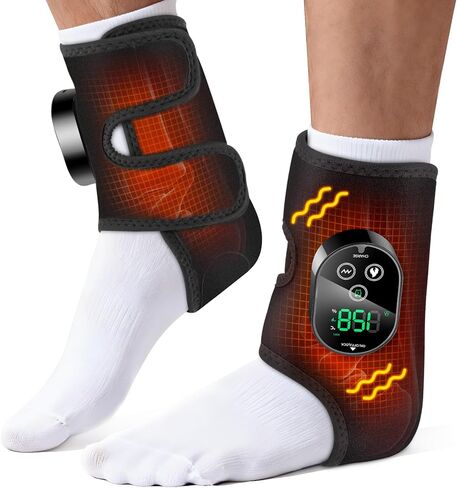 2 Pack Cordless Foot Massager for Neuropathy, Ankle Massager for Pain Relief, Foot Renew Massager for Neuropathy, Ankle Heating Pad with Massage, Foot Heating Pad, 6 Heats, 3 Massages, Black in Saudi Arabia
