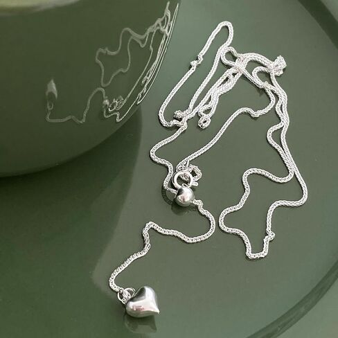 Suyacs 925 Sterling Silver Heart Netclaces Long Long for Women Large Prearl Ligly Heart y على شكل قلادة طويلة سلسلة سترة القلادة اللطيفة قلادة قابلة للتعديل. in Kuwait