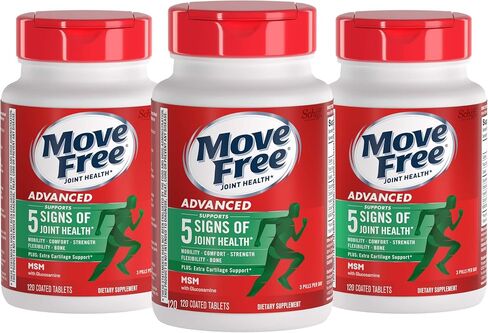 Move Free Advanced Plus MSM Coated Tablets, Joint Health Supplement with Glucosamine and Chondroitin, 120 Count, Pack of 2 in Saudi Arabia