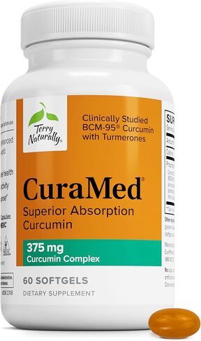 Terry Naturally CuraMed 375mg - Antioxidant Supplement for Brain & Immune Health Support - Dietary Supplement with Curcumin & Turmeric Essential Oil - Herbal Liver Support - 120 Softgels in Kuwait