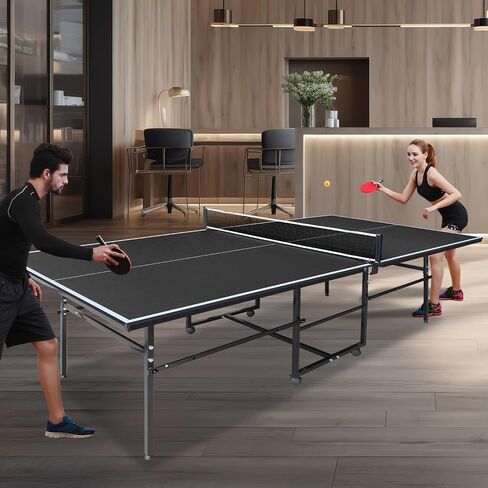 Ping Pong Table Foldable Indoor 8FT Single Player Playback Mode Game Set with Paddles and Balls in Saudi Arabia