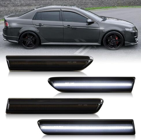 White Full LED Side Marker Lights for Acura TL 2004 2005 2006 2007 2008 Front Rear Smoked Lens Fender Bumper Turn Signal Parking Indicator Lamps Assembly Replace OEM 33850SEPA01 in Kuwait