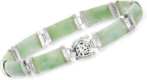 Ross-Simons Jade Good Fortune Bracelet in Sterling Silver in Kuwait