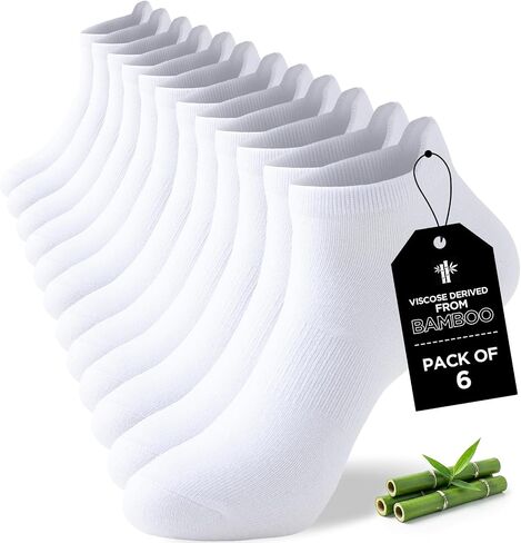 Ankle Socks for Men Women, 6 Pairs Bamboo Rayon Breathable Sports Low Cut Thin, Multicolor Size 6-8 9-11 12-14 in Saudi Arabia