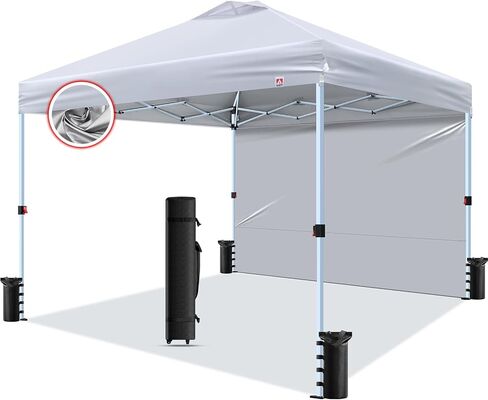 10x10 Pop Up Canopy,Top,Tent sidewalls with Silver Coating,Easy Outdoor Sun Shade for Events,Stall Market Tent with One Push Setup,Carport,Parties,Camping Gazebo with Cover Bag.White in Saudi Arabia