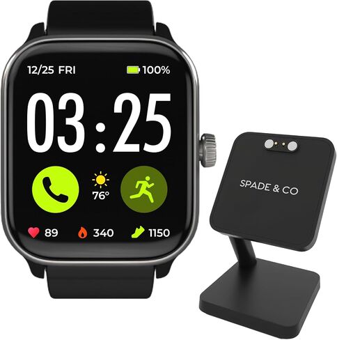 Spade & Co Health Smartwatch 4 - Smartwatch for Men & Women, Heart Rate, Sleep & SpO2 Monitor, Pedometer, Fitness Tracker, Answer/Make Calls IP68 Waterproof iOS & Android Compatible in Kuwait