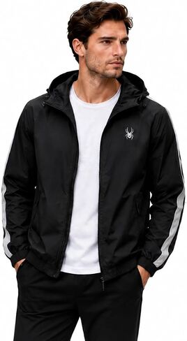 Spyder Mens Windbreaker Jacket - Lightweight Wind & Water-Resistant Hooded Zip Up Jacket for Travel Running Golf & Daily Wear in Saudi Arabia