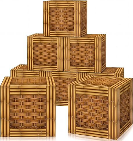 6 Pcs Tree Stump Decor Western Cowboy Party Decorations Wood Grain Paper Boxes Fake Tree Stump Box Centerpieces Western Cowboy Photo Booth Props for Farmhouse Party Supplies in Kuwait