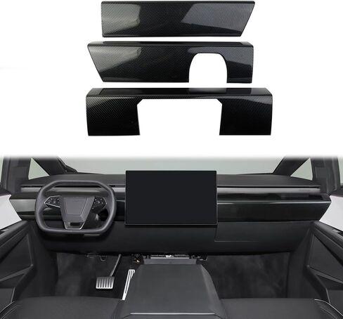 Carbon Fiber Style Central Control Dashboard Panel Cover Trim Accessories for Tesla Cybertruck (Bright Surface) in Saudi Arabia