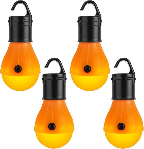 KINUR Sleep Aid Camping Light Bulbs Soft Amber Yellow Color Bug Resistent Portable Hanging Lantern for Kids,Baby,Camping,Hiking,Fishing,Decoration,Gift.(Batteries Not Included) 4 Pack in Saudi Arabia