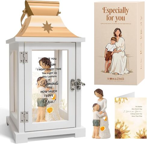 Homazing Mothers Day Birthday Gifts for Mom from Son, Gifts for Mom from Son, Cool Moms from Son, Thanksgiving Mother and Son Figurine Lantern in Saudi Arabia