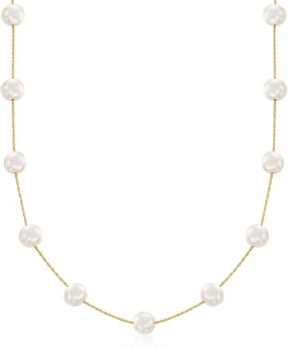 Ross-Simons 7-7.5mm Cultured Pearl Station Necklace in 14kt Yellow Gold in Saudi Arabia