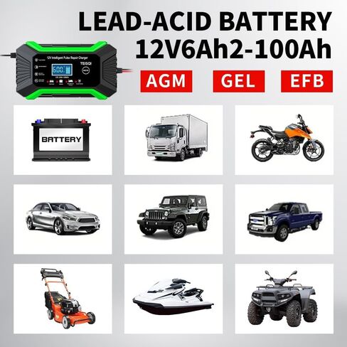 Car Battery Charger, 12V 6A Smart Battery Trickle Charger Automotive 12V Battery Maintainer Desulfator with Temperature Compensation for Car Motorcycle Mower Marine Lead Acid Batteries (Green) in Saudi Arabia