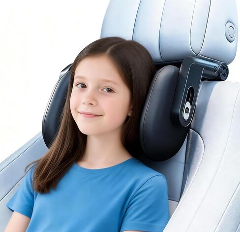 Car Headrest Pillow, Car Seat Head Neck Support, Adjustable on Both Sides, Retractable Travel Vehicle Seat Head Support Pillow for Children Adults (Black-NEW) in Kuwait