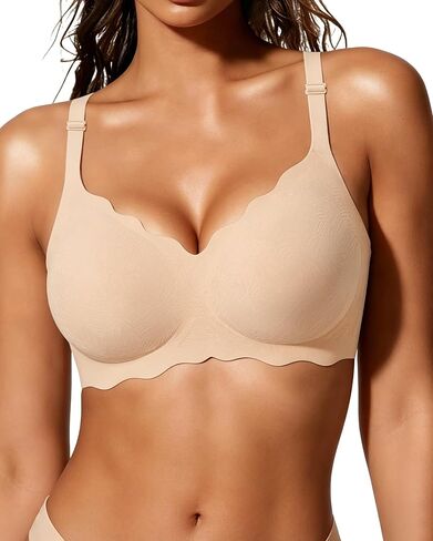 Gailife Scalloped Womens Bras No Underwire Wireless Seamless Bra Push Up Bralette Full Coverage Comfort Raceback Everyday Bra in Saudi Arabia