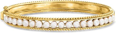 Ross-Simons 3.5-4mm Cultured Pearl Bangle Bracelet in 18kt Gold Over Sterling in Saudi Arabia