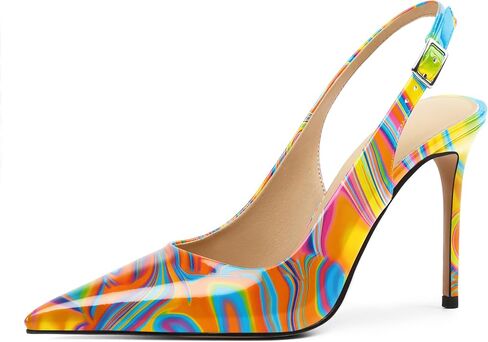 Slingback Heels Women's Pointed Toe Stiletto High Heel Pumps Heeled Sandals Pearl Beaded Party Dress Shoes 3.5 Inch in Saudi Arabia
