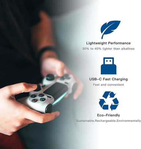 بطاريات ليثيوم قابلة لإعادة الشحن من هيكسون 1.5 فولت USB مقاس AA، بطارية قابلة للشحن 3000 مللي واط في الساعة مزدوجة AA، تشحن 1.5 ساعة، أكثر من 1000 دورة، كابل شحن 4 في 1 USB-A إلى USB-C، مؤشر شحن LED، 8 عبوات in Kuwait