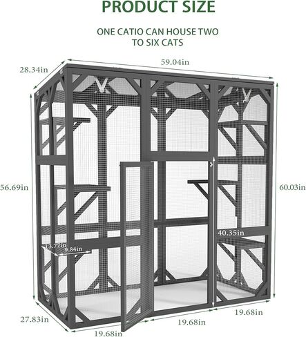 Outdoor Cat House Big Catio Wooden Cat Shelter Enclosure with Large Spacious Interior,High Ledges,Weather Protection Asphalt Roof,for Walk-in Kitty Kennel,White in Kuwait