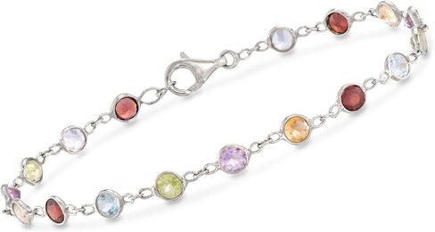 Ross-Simons 4.30 ct. t.w. Bezel-Set Multi-Gemstone Bracelet in Sterling Silver in Saudi Arabia