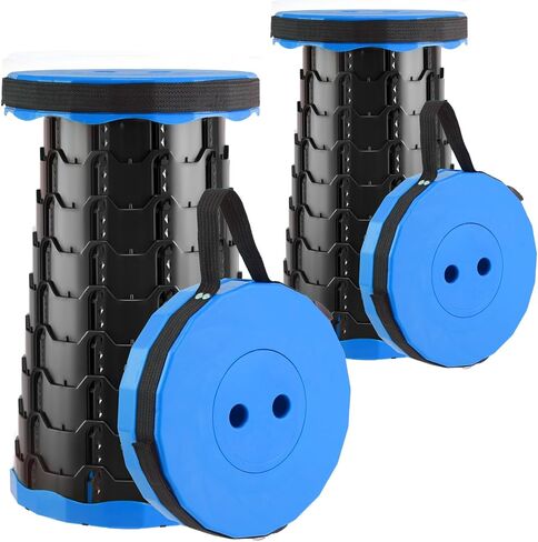 Upgraded Foldable Stool Thickened Set of 2, Portable Collapsible Stool Retractable Stool, Foldable Portable Collapsible Chair for Fishing, Hiking Tours, BBQ, Parties, Outdoor Activities (Blue) in Saudi Arabia