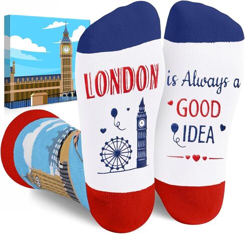 HAPPYPOP Funny London Gifts Britisher Gifts; Travel Traveler Gifts for Men Women, Travel Britisher London Socks in Saudi Arabia