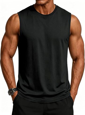 MAGCOMSEN Men's UPF 50+ Tank Top Workout Sleeveless Muscle Shirts Lightweight Casual Cooling Sleeveless Shirt for Gym Beach in Kuwait