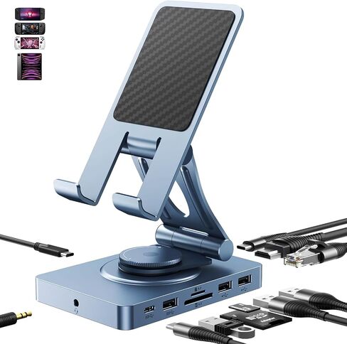Versatile USB C Hub (11-in-1) with SD TF 4.0 Reader, 4K@60Hz HDMI, RJ45, Audio, USB A, USB C, Rotatable USB C Docking Station for Tablets, iPad/Pro, Steam Deck, ROG Ally, Legion Go, with 65W Adapter in Saudi Arabia